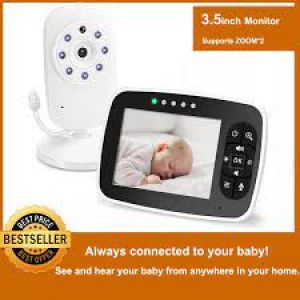תינוק אלחוטי צג, 3.5 אינץ LCD מסך תצוגת תינוקות ראיית לילה מצלמה, שתי דרך אודיו, טמפרטורת חיישן, מצב ECO, שירי ערש